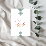 Tafelkaart voor henna met fessi groen met arabische naam marokkaans ontwerp