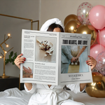 Gepersonaliseerde trouwkrant met eigen foto's en namen