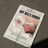 Personalized Baby Post newspaper birth announcement featuring baby Julia Van Der Pas with custom newborn photo, birth date, weight, and city