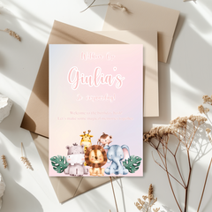 Kaart Verjaardag - Jungle Dieren Pastel