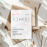 Kaart Babyshower - Roze Wolken Cloud 9