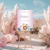 Welkomstbord Verjaardag - Jungle Dieren Paars