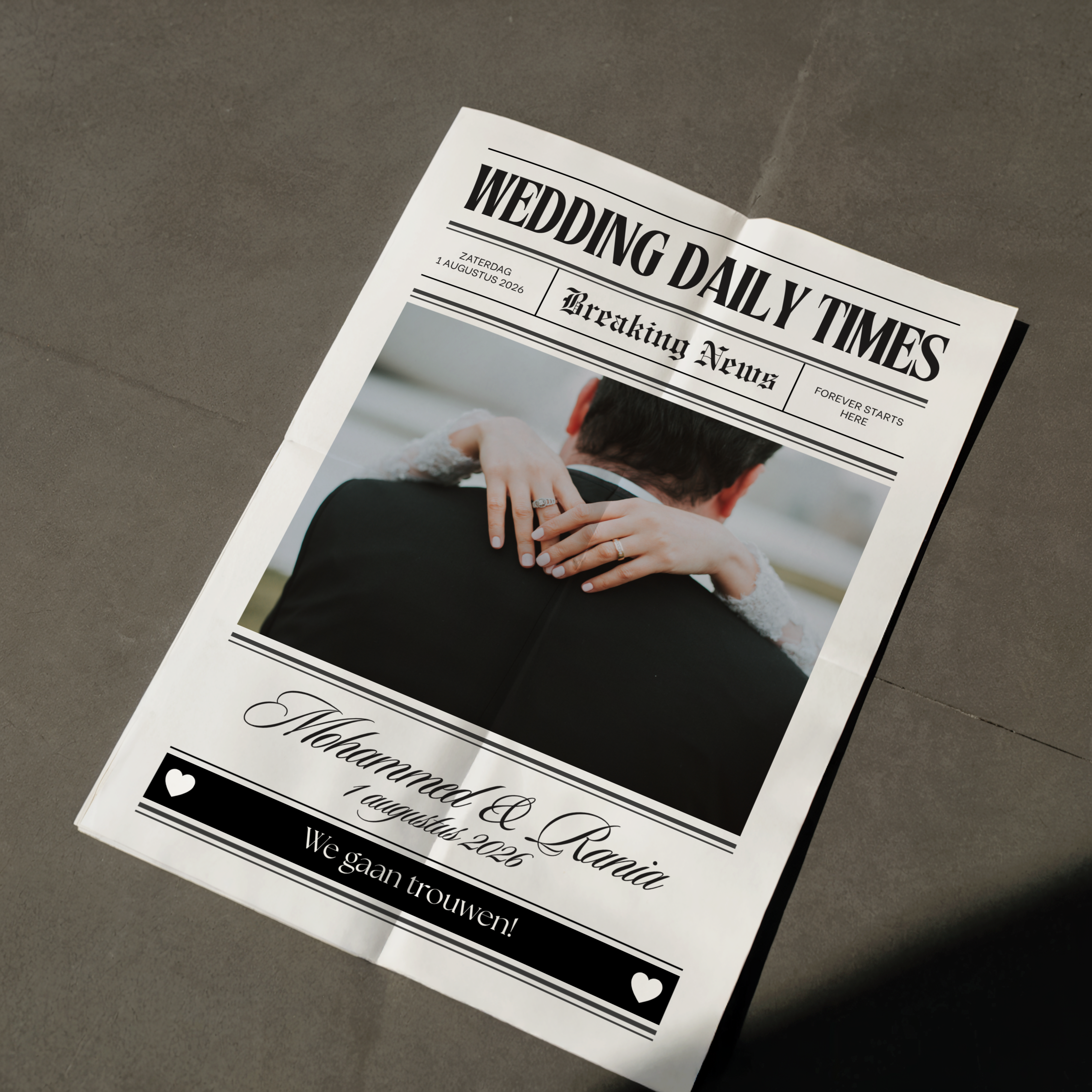 Wedding Daily Times gepersonaliseerde trouwkrant met eigen foto