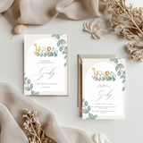 Tafelkaart voor babyshower met groene jungledieren ontwerp