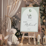 Welkomstbord voor geboorte met olifant met ballon groen ontwerp