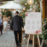 Bord met tafelindeling - Seating Chart - Rode Bloemen