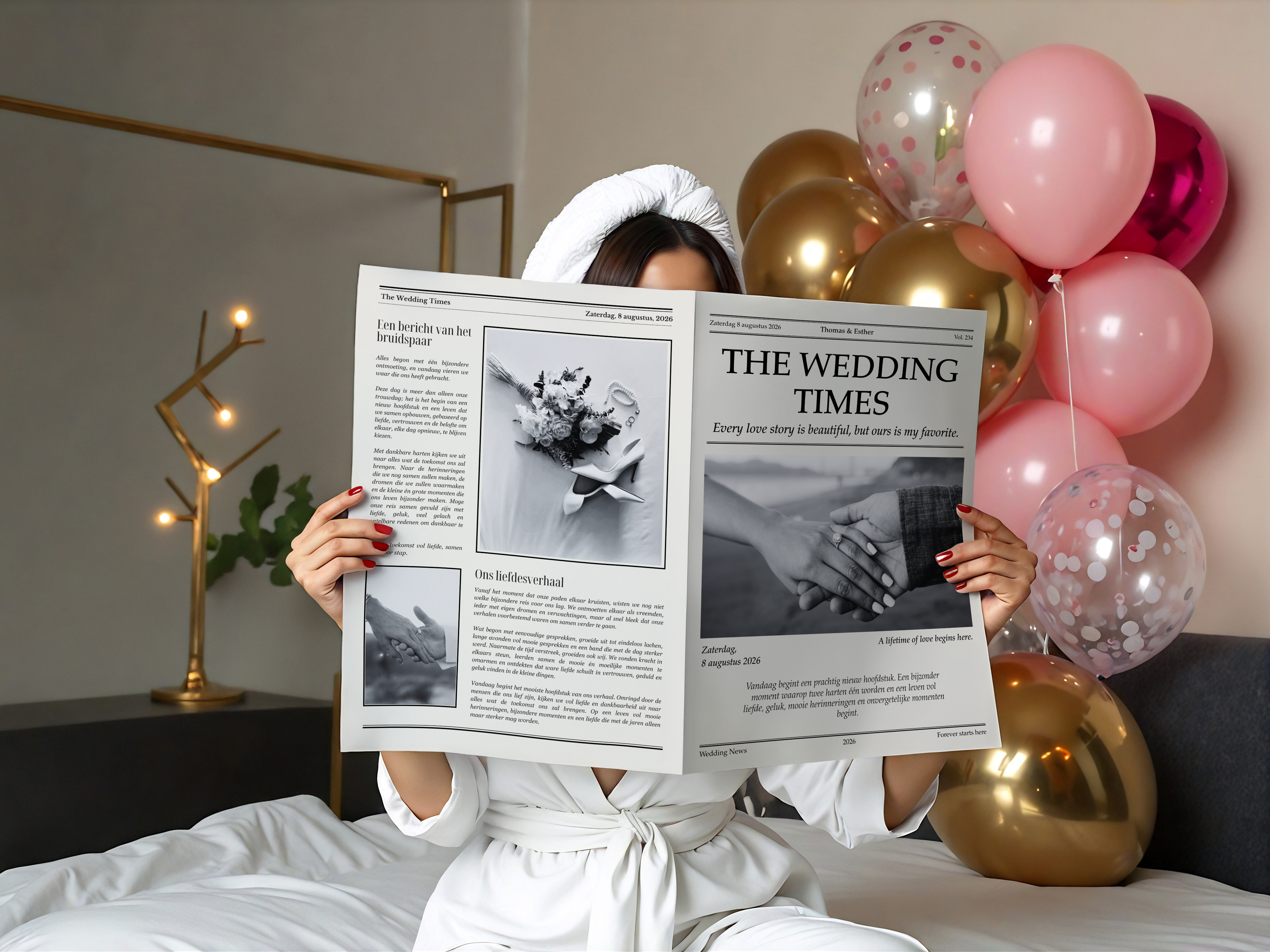 Luxe Wedding Times bruiloftkrant als uniek huwelijkscadeau