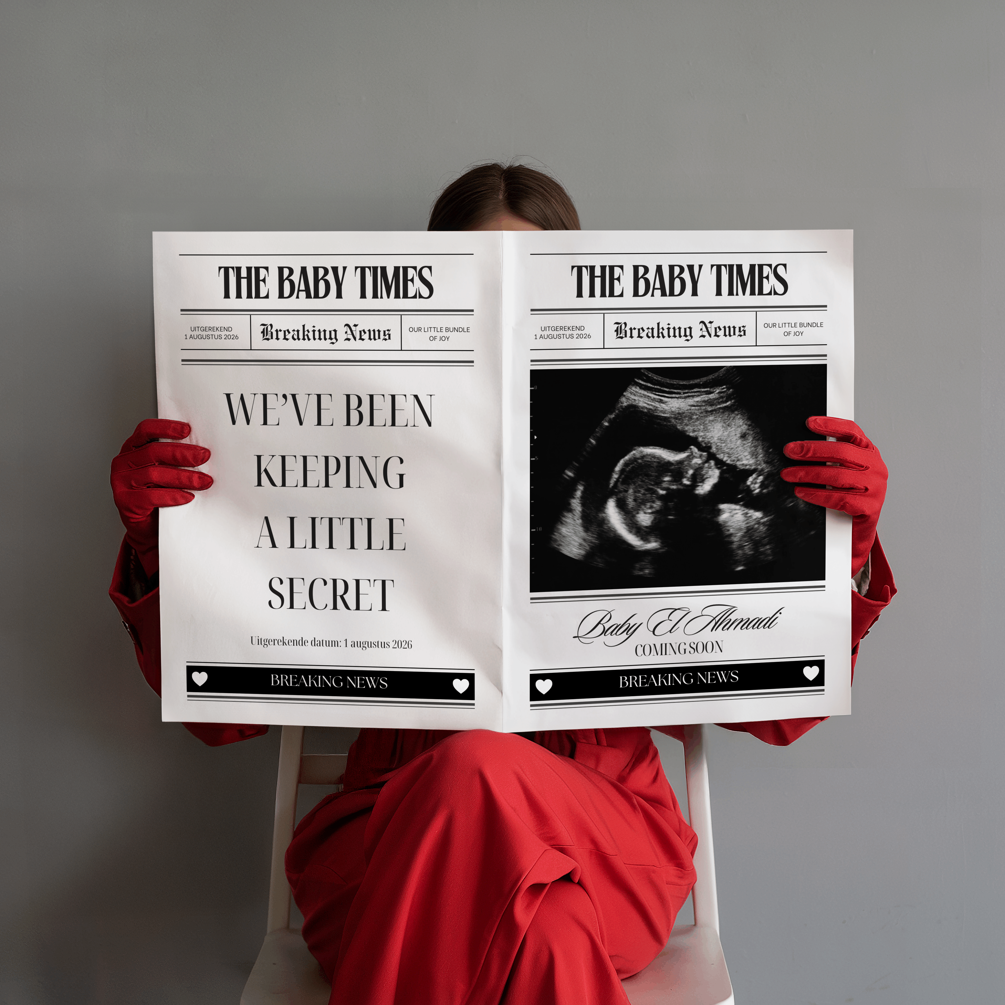 The Baby Times pregnancy announcement krant