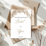 Tafelkaart voor bruiloft met pampas ontwerp