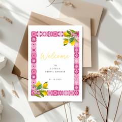 Tafelkaart voor bridal shower met amalfi roze rechthoek ontwerp - Creations and More