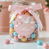 Gepersonaliseerde geboortesticker voor meisjes met ooievaar op snoeppot - Creations and More