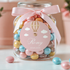 Gepersonaliseerde geboortesticker voor meisjes met luchtballon op snoeppot - Creations and More