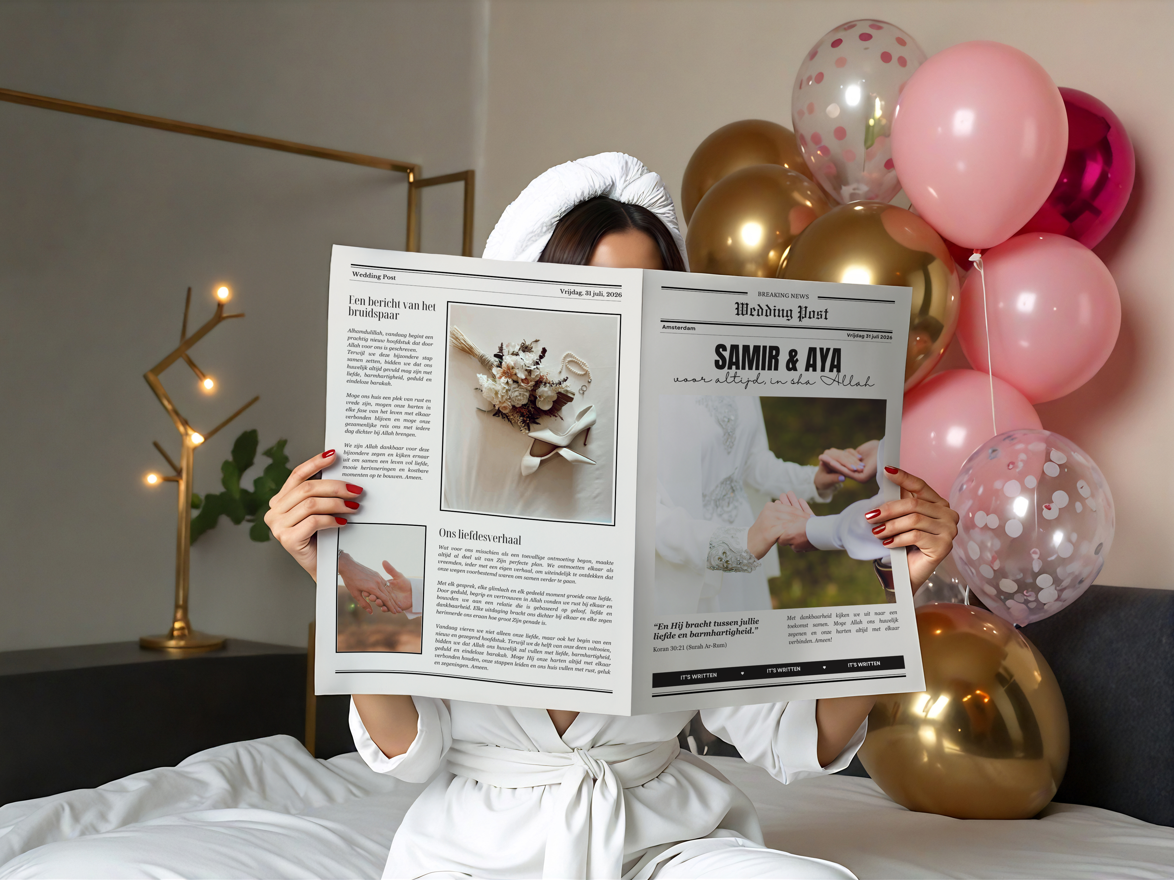 Gepersonaliseerde nikah newspaper voor islamitische bruiloft