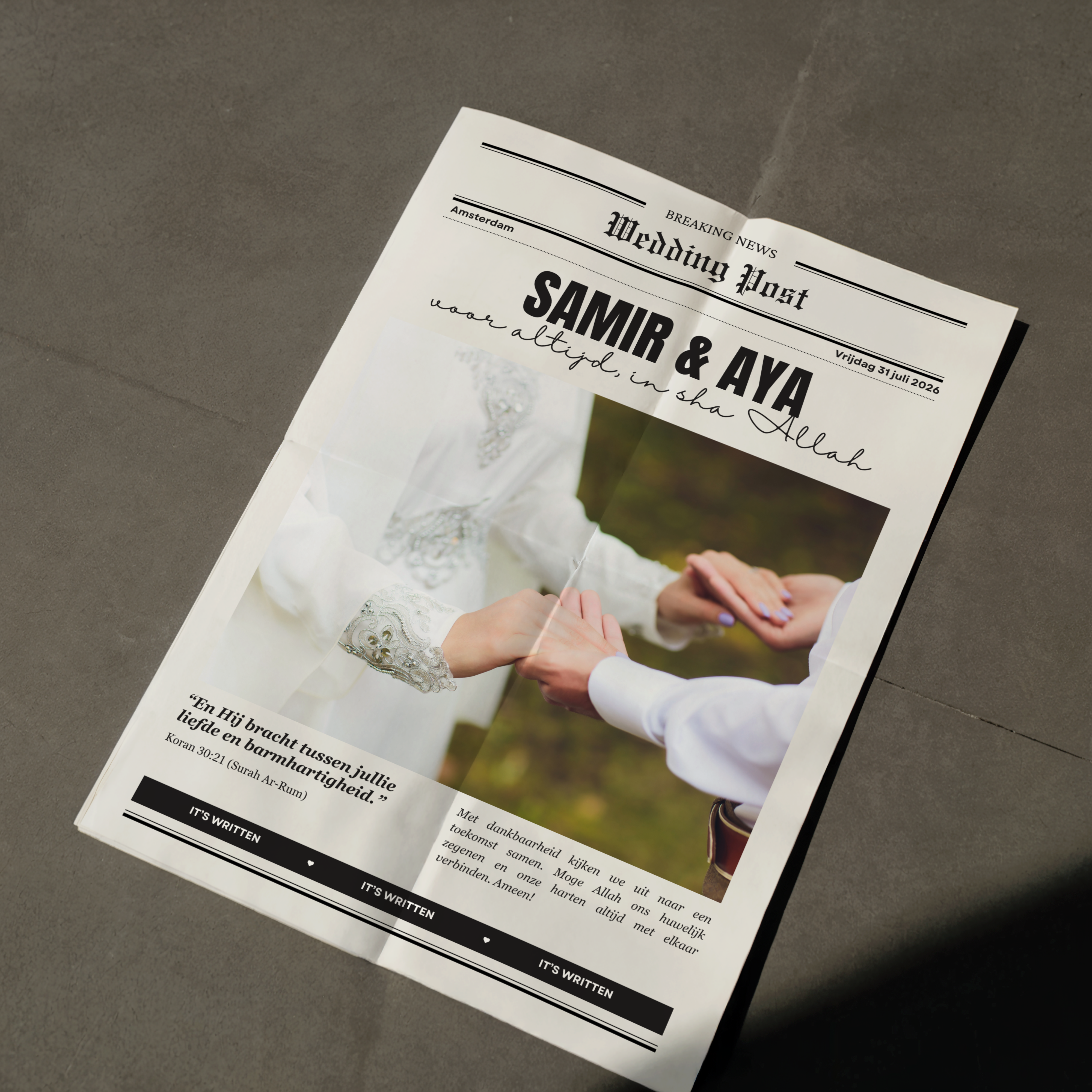 Islamitische Wedding Post trouwkrant met Koranvers