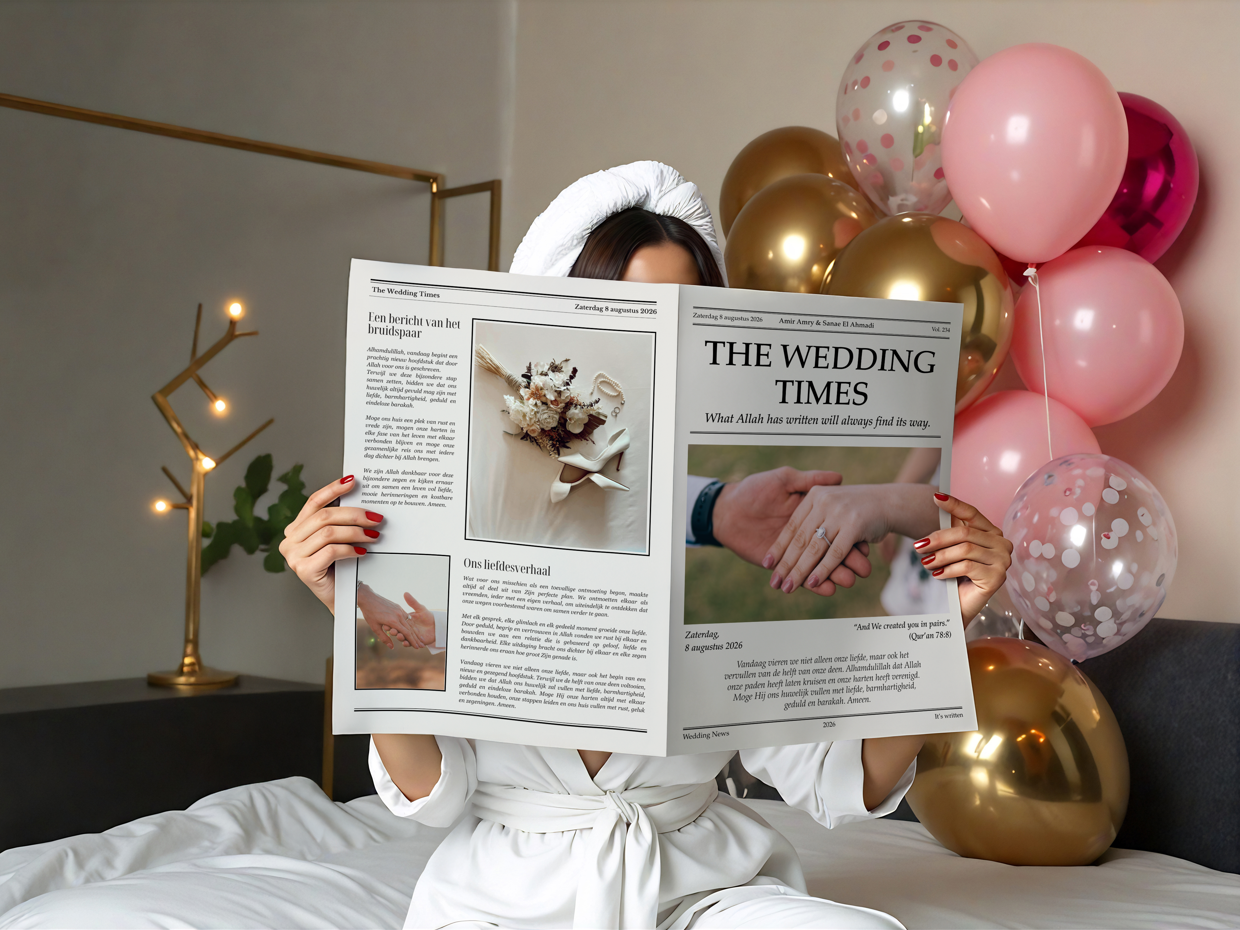 Islamitische The Wedding Times trouwkrant met eigen foto's