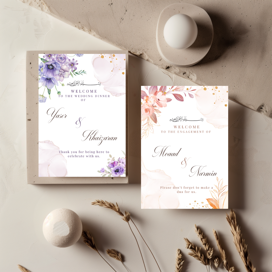 Kaart Bruiloft - Paarse Bloemen - Creations and More