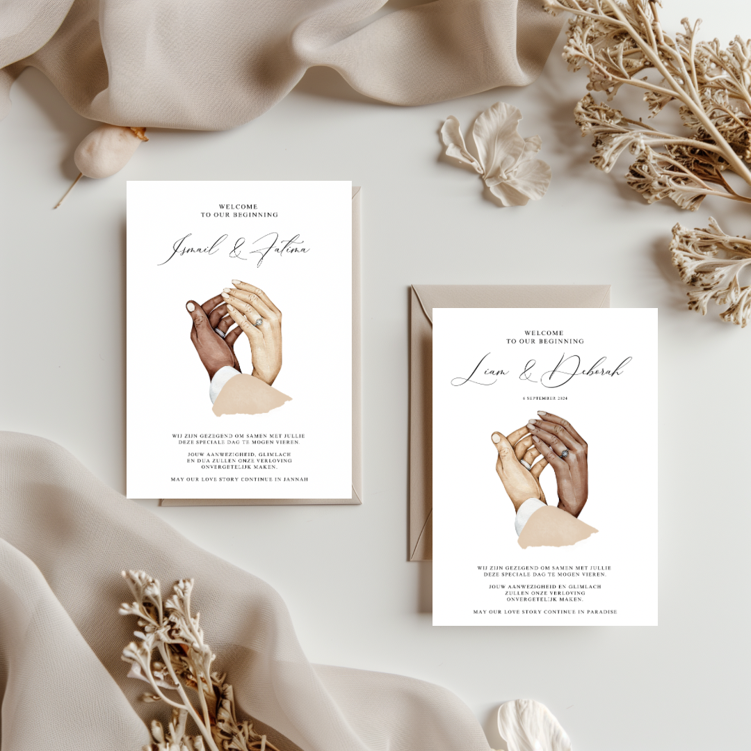 Tafelkaart voor bruiloft met donker + licht ontwerp