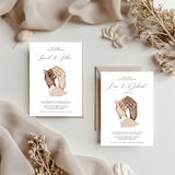 Tafelkaart voor bruiloft met donker + licht ontwerp