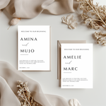 Tafelkaart voor bruiloft met strak en elegant ontwerp