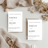 Tafelkaart voor bruiloft met strak en elegant ontwerp