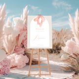 Welkomstbord Babyshower - Roze Strik