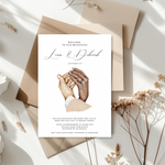 Tafelkaart voor bruiloft met licht + donker ontwerp