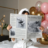 Islamitische The Wedding Times trouwkrant met zwart-wit trouwfoto