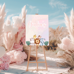 Welkomstbord Verjaardag - Jungle Dieren Pastel