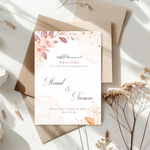 Tafelkaart voor bruiloft met roze bloemen ontwerp