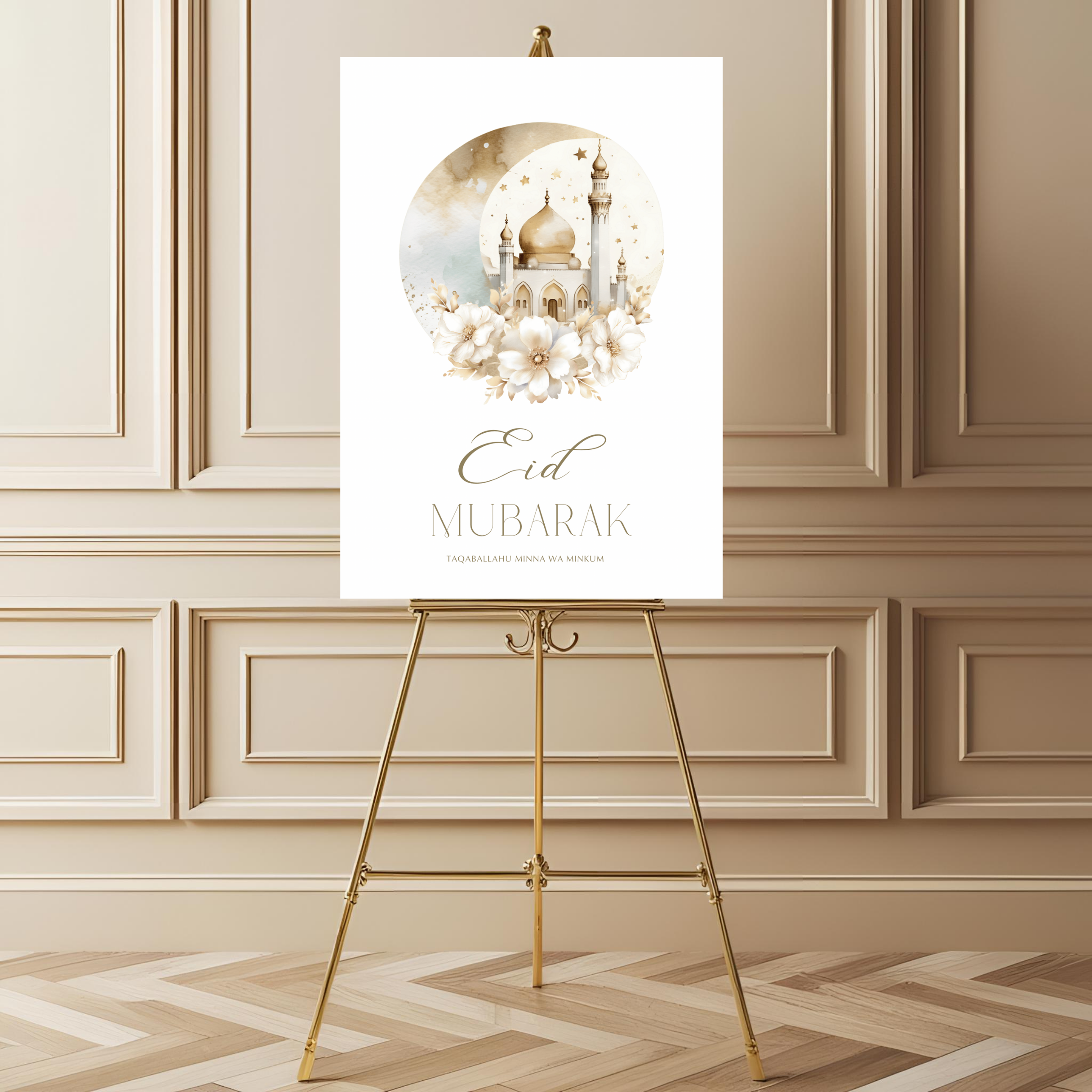 Welkomstbord voor eid met welkomstbord eid mubarak ontwerp