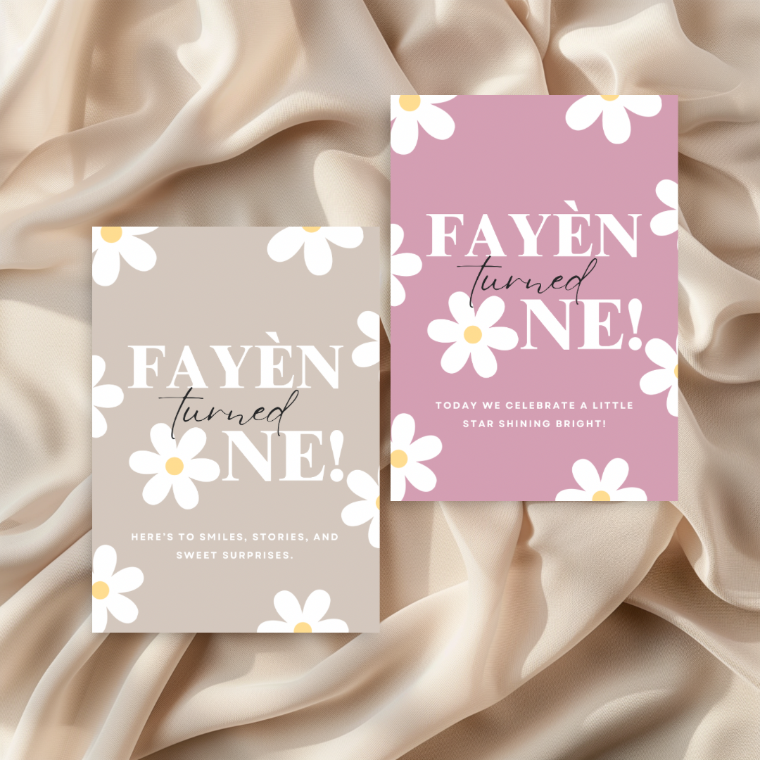 Tafelkaart voor verjaardag met madeliefjes 1 jaar roze ontwerp
