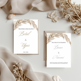 Tafelkaart voor bruiloft met pampas ontwerp