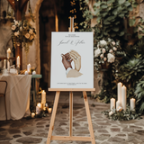 Welkomstbord Bruiloft - Hand In Hand - Donker + Licht