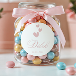 Gepersonaliseerde Dilek geboortesticker voor meisjes met hartjes
