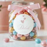 Gepersonaliseerde Dilek geboortesticker voor meisjes met hartjes