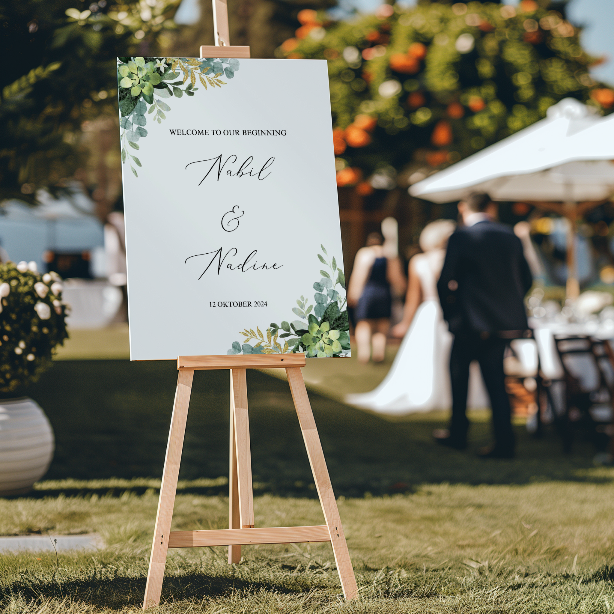 Welkomstbord Bruiloft - Groene Bloemen - Creations and More