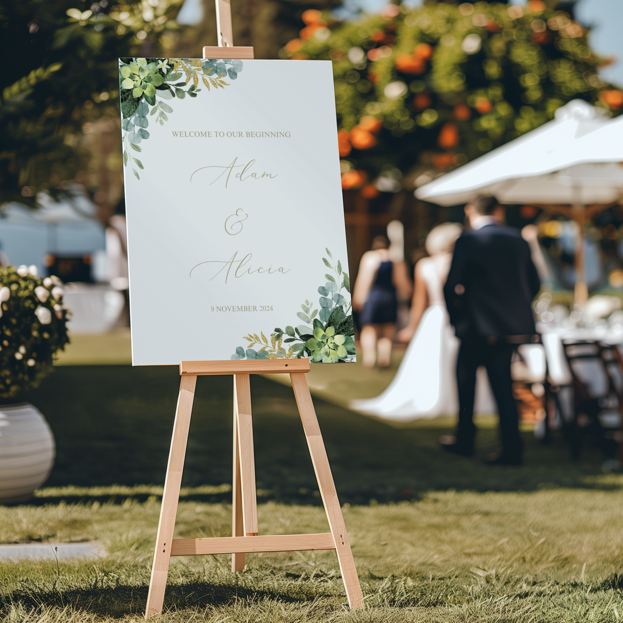 Welkomstbord Bruiloft - Groene Bloemen - Creations and More