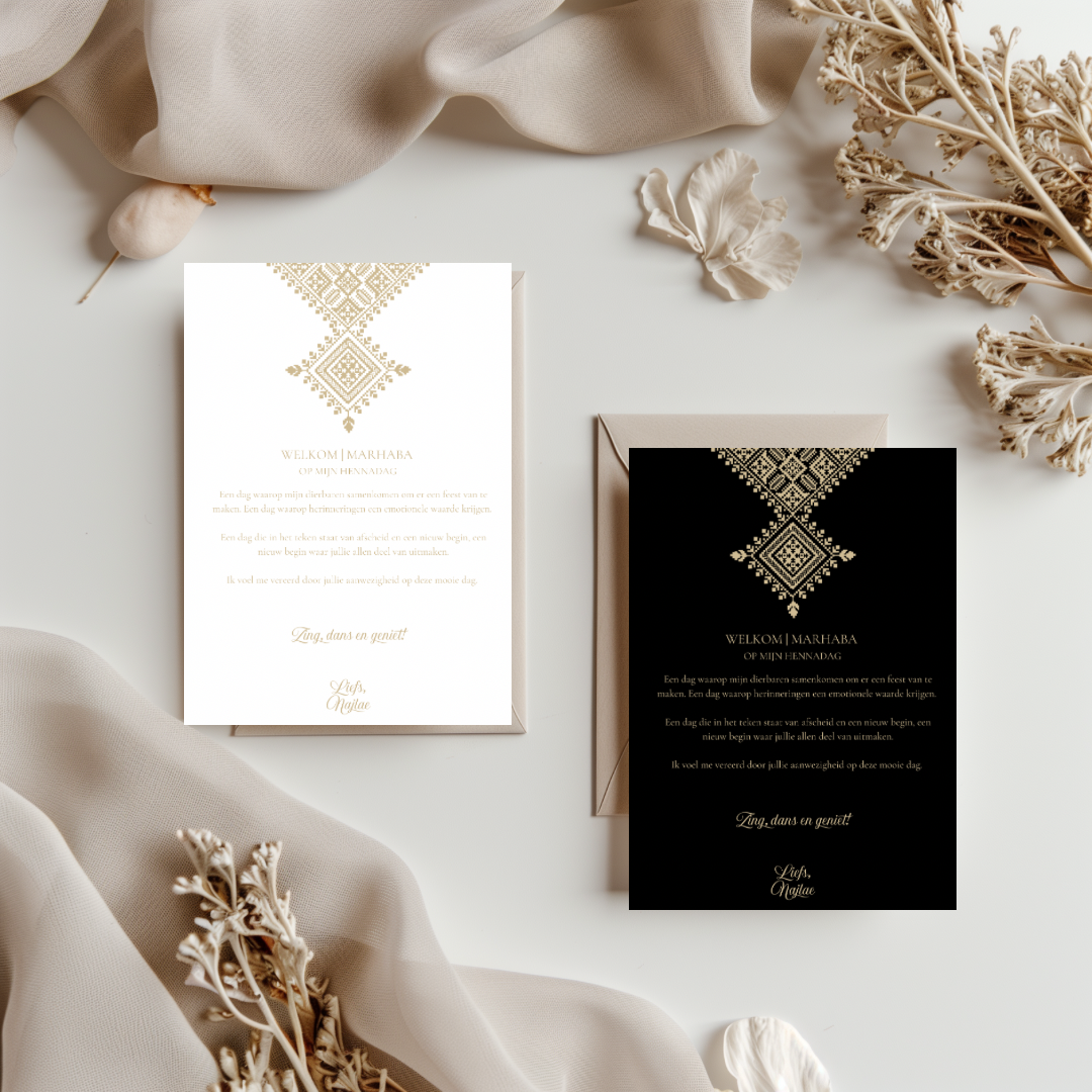 Tafelkaart voor henna met marokkaans fessi ontwerp