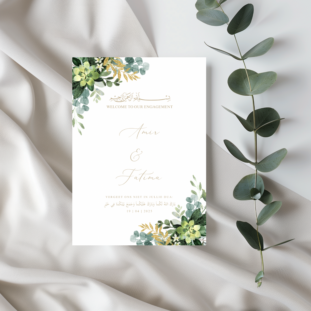 Kaart Bruiloft - Groene Bloemen - Creations and More