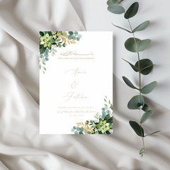 Tafelkaart voor bruiloft met groene bloemen ontwerp - Creations and More