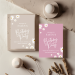 Tafelkaart voor verjaardag met madeliefjes beige ontwerp