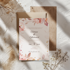 Uitnodiging bruiloft roze bloemen gepersonaliseerd - Creations and More