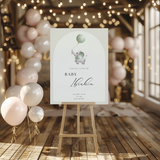 Welkomstbord voor geboorte met olifant met ballon beige ontwerp