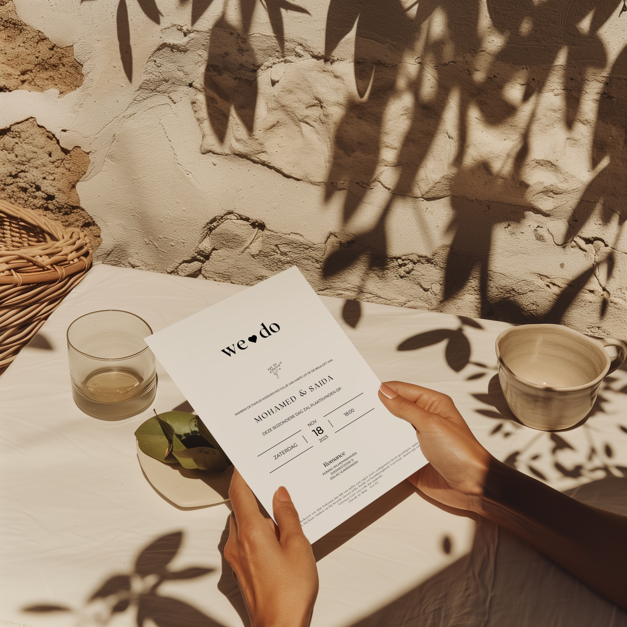 Uitnodiging voor bruiloft met we do ontwerp