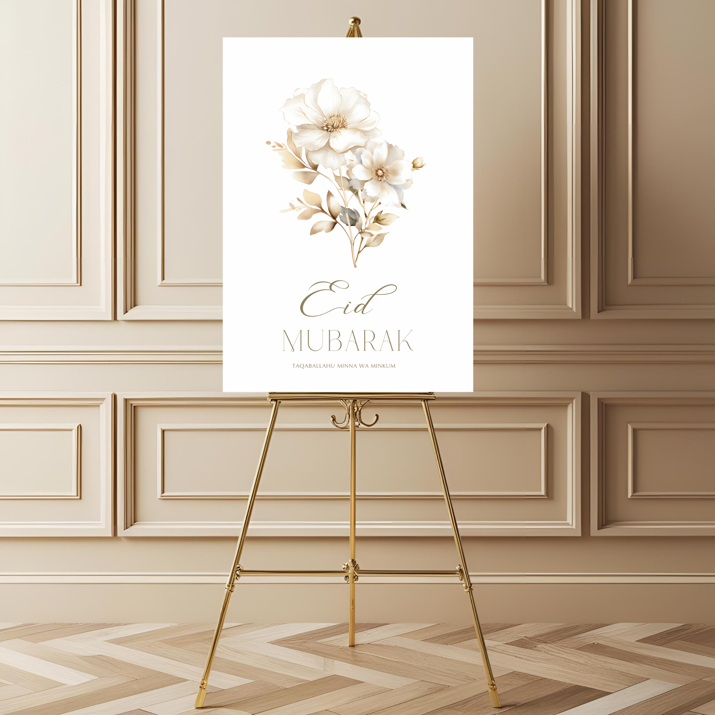 Welkomstbord voor eid met bloemen ontwerp