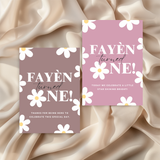 Tafelkaart voor verjaardag met madeliefjes 1 jaar dusty mauve ontwerp
