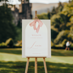 Welkomstbord voor bridal shower met roze strik ontwerp - Creations and More