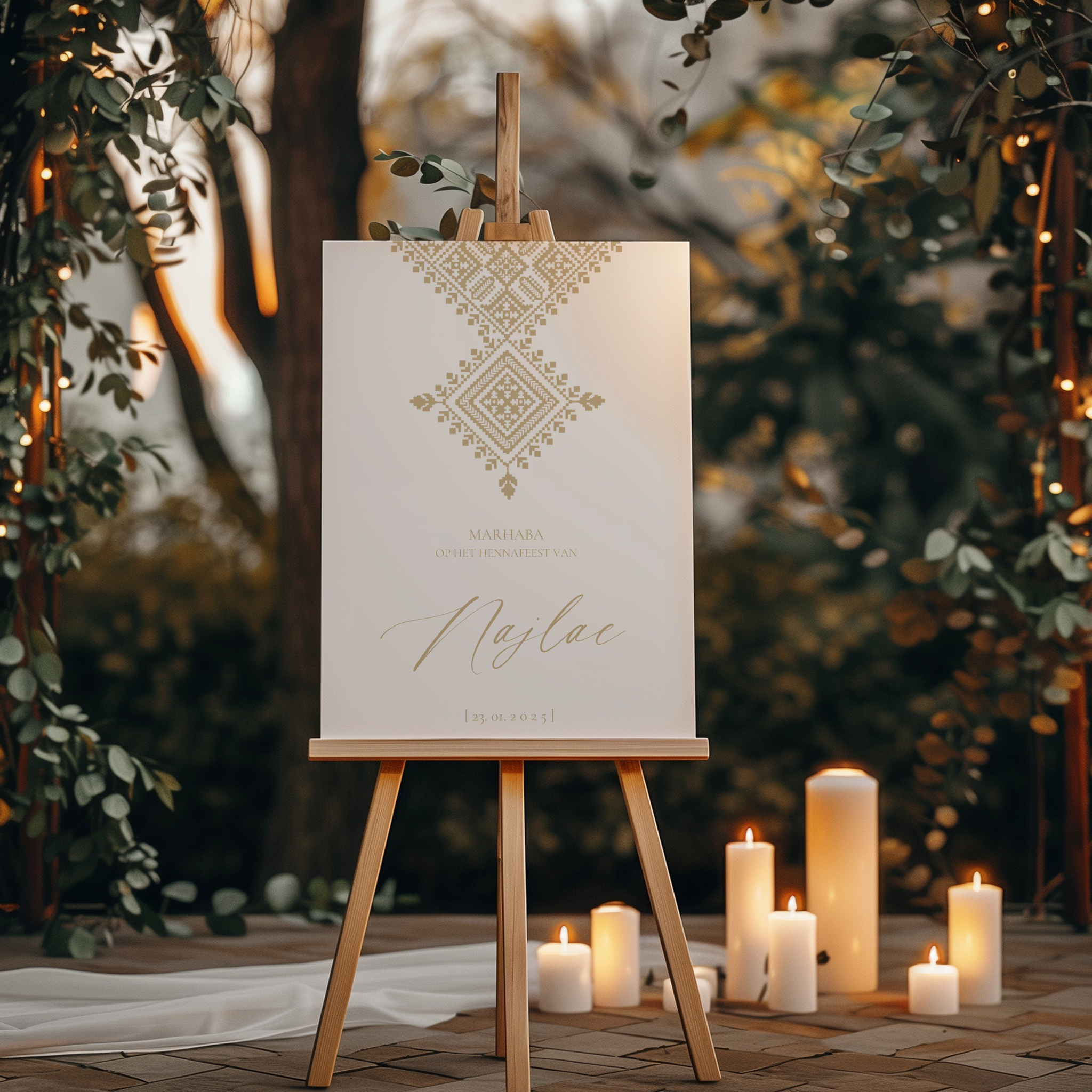 Welkomstbord Henna - Marokkaans Fessi Zwart