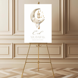 Welkomstbord voor eid met maan ontwerp