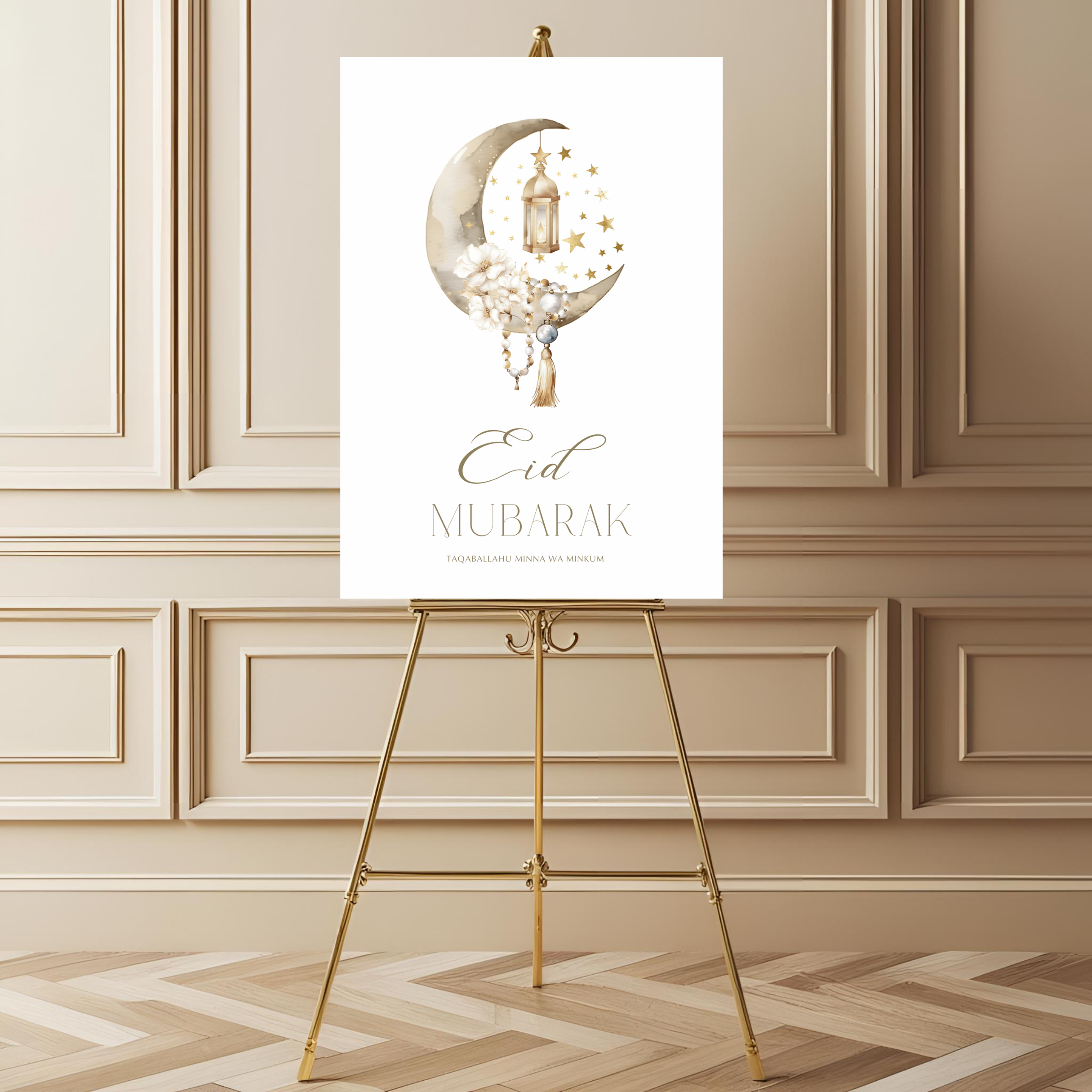 Welkomstbord voor eid met maan ontwerp